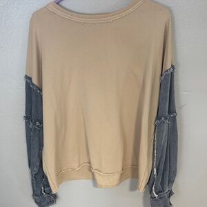 Casual Beige and Blue Women's Top
